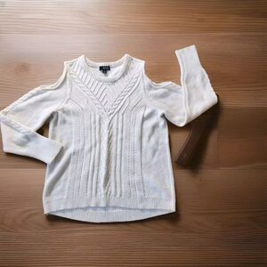 Ana A‎ New Approach Womens Sweater White Cable Knit Soft Size Xl Open Weave